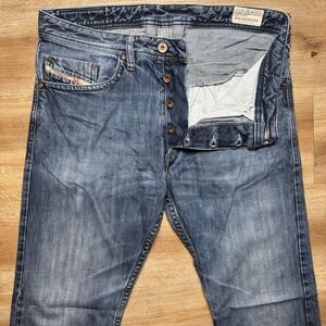 Diesel Jeans‎ Men 32x32 Blue Braddom Regular Slim Carrot Cotton Modern 0R4SB